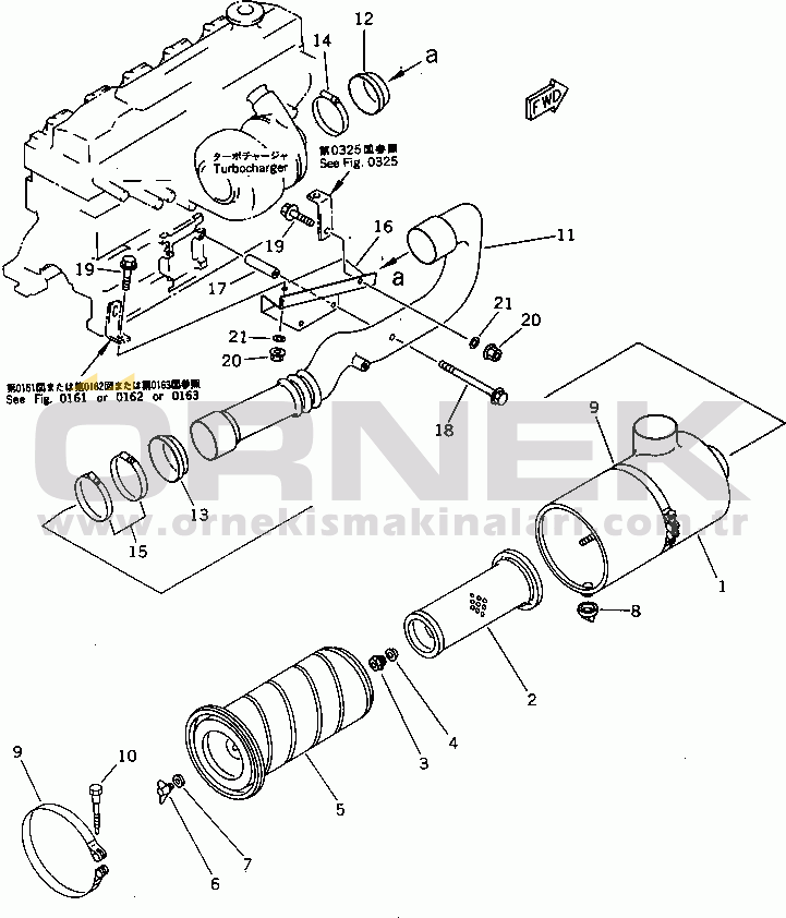 Komatsu S6D95L-1KK-1 S/N 35360-UP AIR CLEANER AND CONNECTION (DOUBLE ELEMENT TYPE)(#82576-)