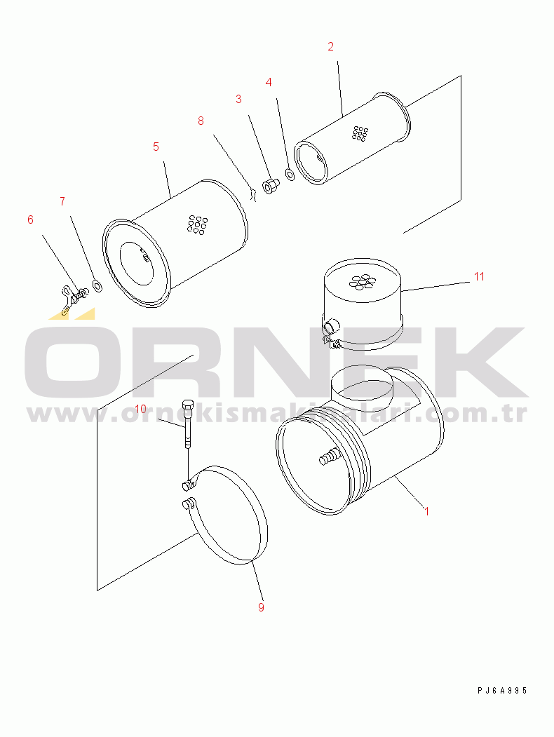 Komatsu SA12V140-1E-47 S/N 10001-UP AIR CLEANER AND PRE CLEANER(#10100-11925)