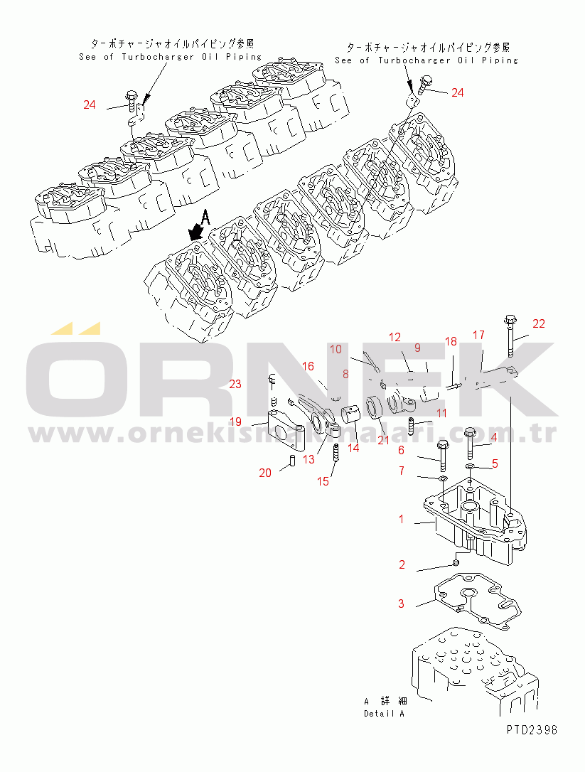 Komatsu SA12V140-1E-47 S/N 10001-UP ROCKER ARM AND HOUSING(#10781-11945)