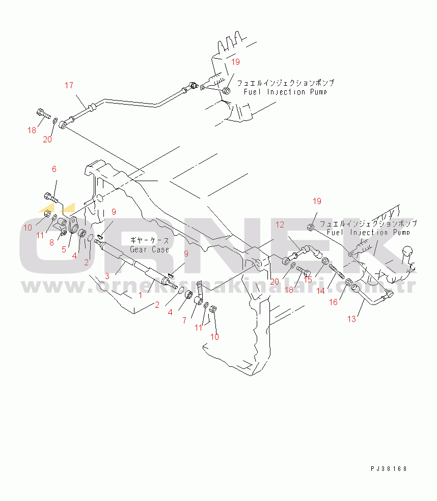 Komatsu SA12V140-1E-47 S/N 10001-UP FUEL INJECTION PUMP LINKAGE(#10100-10260)