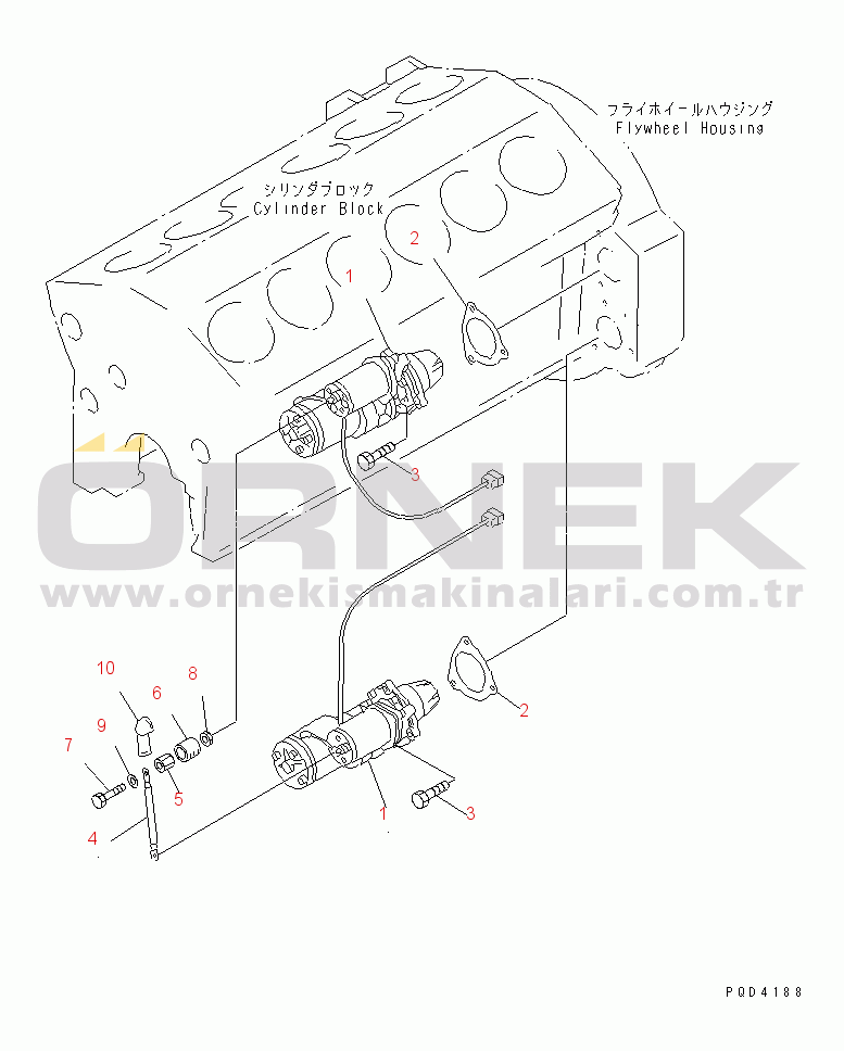 Komatsu SA12V140-1E-47 S/N 10001-UP STARTING MOTOR MOUNTING (7.5KW)(#10572-)