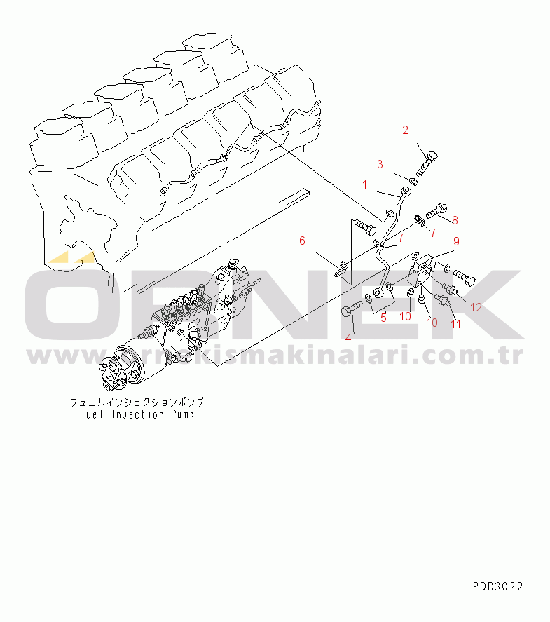 Komatsu SA12V140-1S-TA S/N 10001-UP FUEL RETURN (L.H. BANK)(#11640-)
