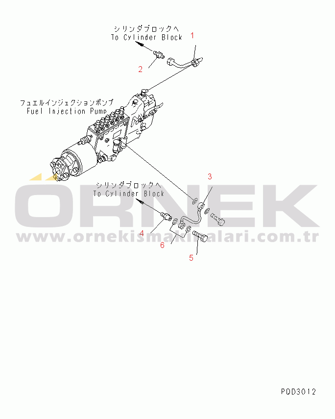 Komatsu SA12V140-1S-DA S/N 10001-UP FUEL INJECTION PUMP LUBRICATING (L.H. BANK)