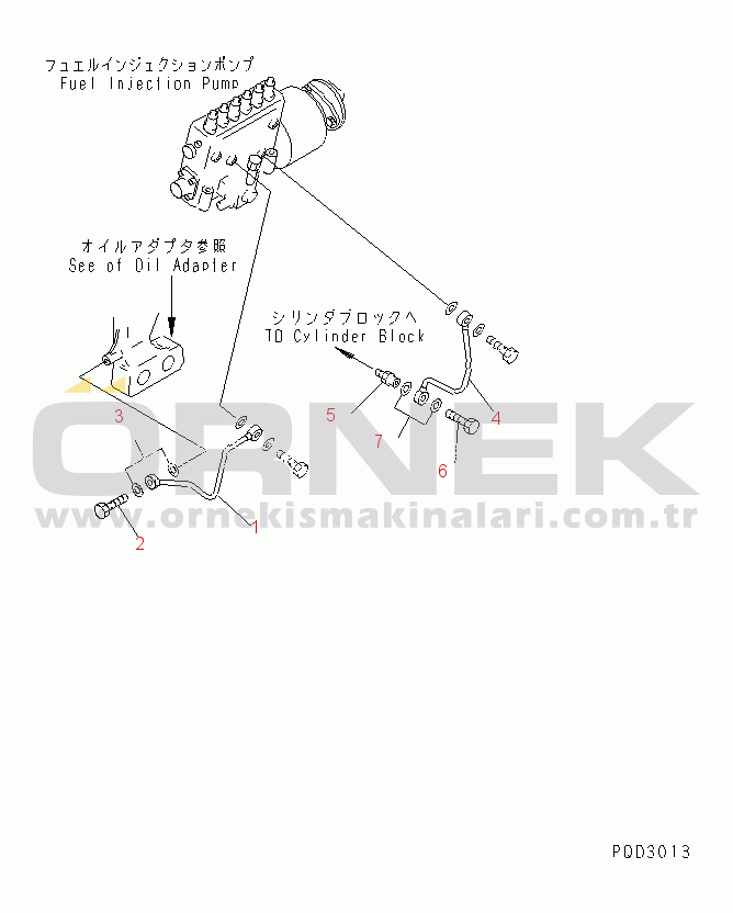 Komatsu SA12V140-1S-DA S/N 10001-UP FUEL INJECTION PUMP LUBRICATING (R.H. BANK)