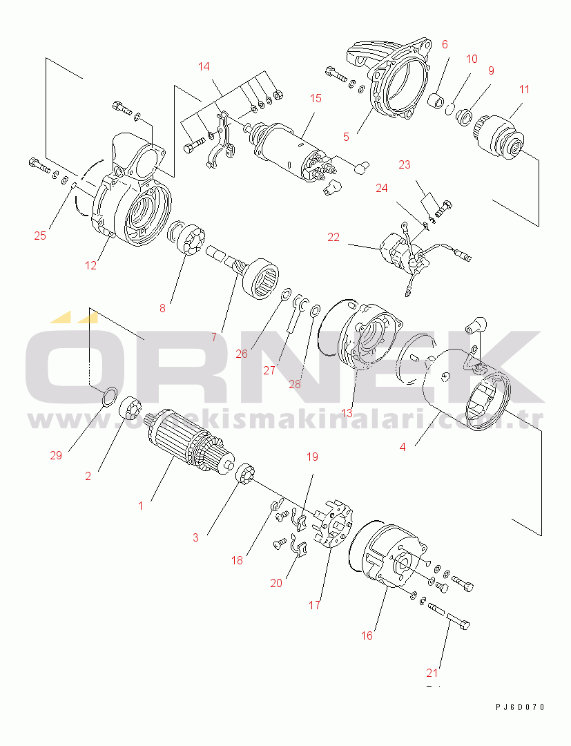 Komatsu SA6D108-1D S/N 15265-UP STARTING MOTOR (5.5KW) (INNER PARTS)(#21678-)