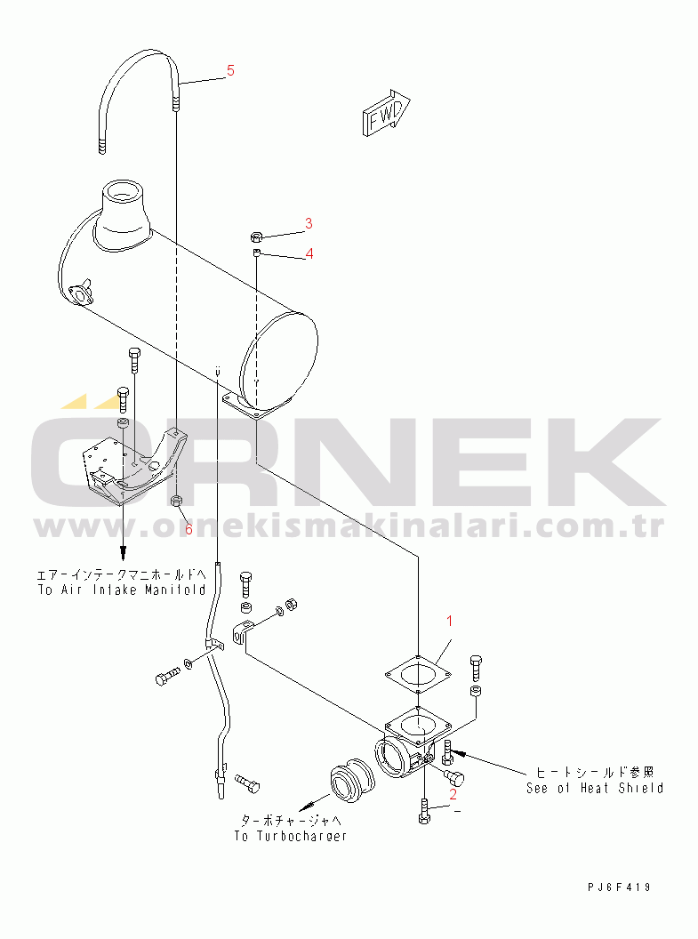 Komatsu SA6D140-2B-G S/N 22537-UP MUFFLER RELATED PARTS(#27017-)