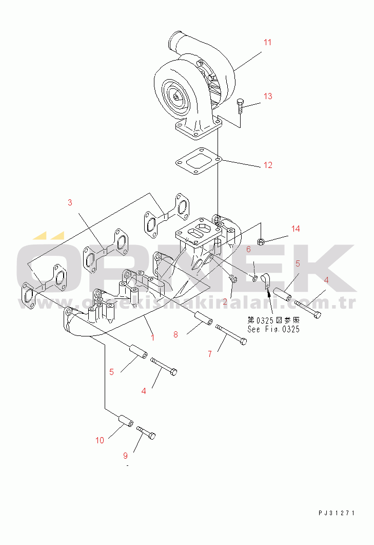 Komatsu SA6D110-1R S/N 54110-UP EXHAUST MANIFOLD AND TURBOCHARGER