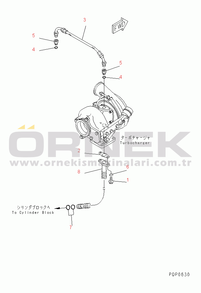 Komatsu SA6D114-1AA S/N 21271827-UP TURBOCHARGER OIL PIPING