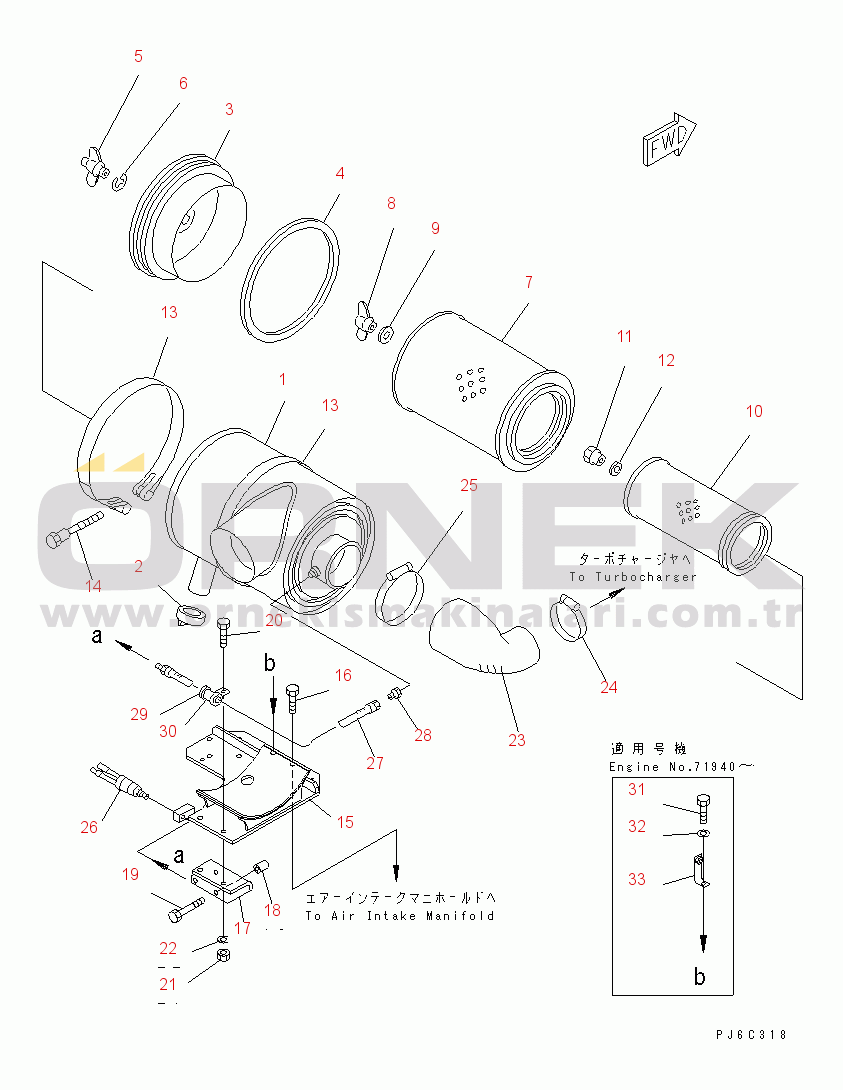 Komatsu SA6D125E-2C-S S/N 60721-UP AIR CLEANER(#61589-)