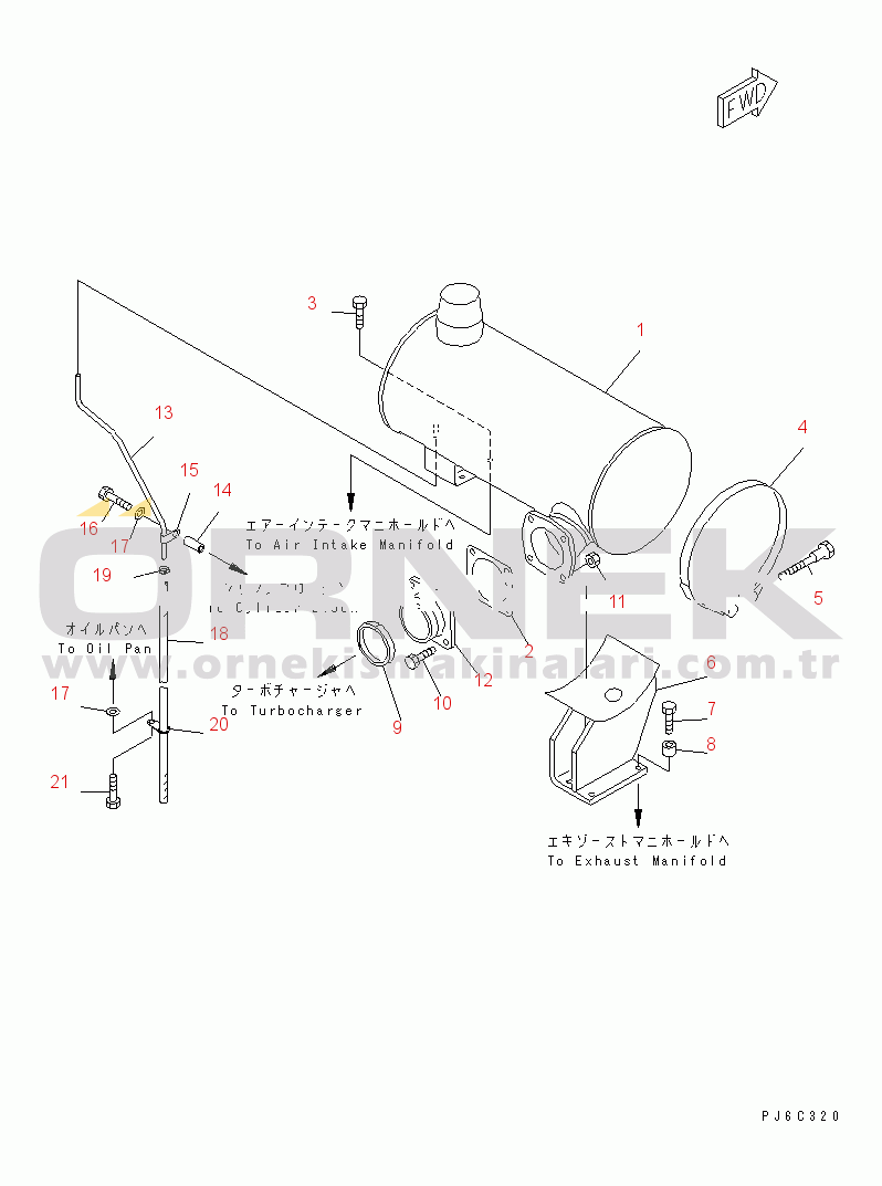 Komatsu SA6D125E-2C-S S/N 60721-UP MUFFLER(#82014-)