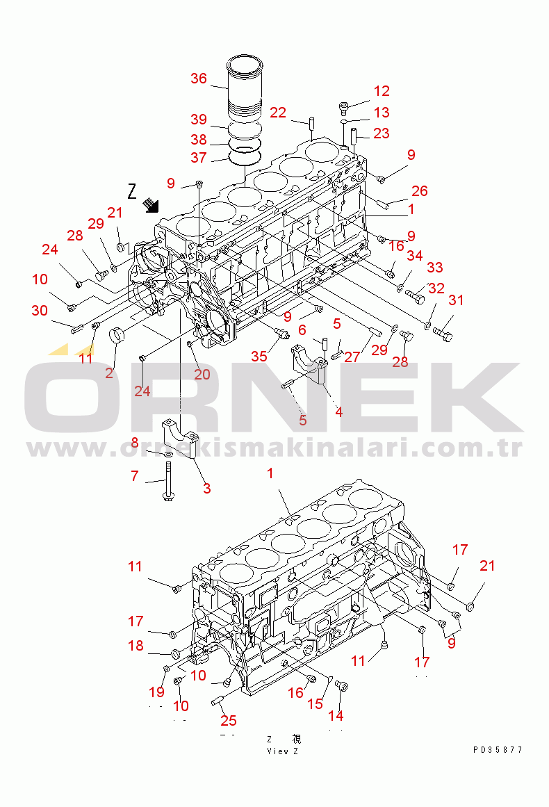 Komatsu SA6D125E-2C-S S/N 60721-UP CYLINDER BLOCK (1/2)(#61589-75757)
