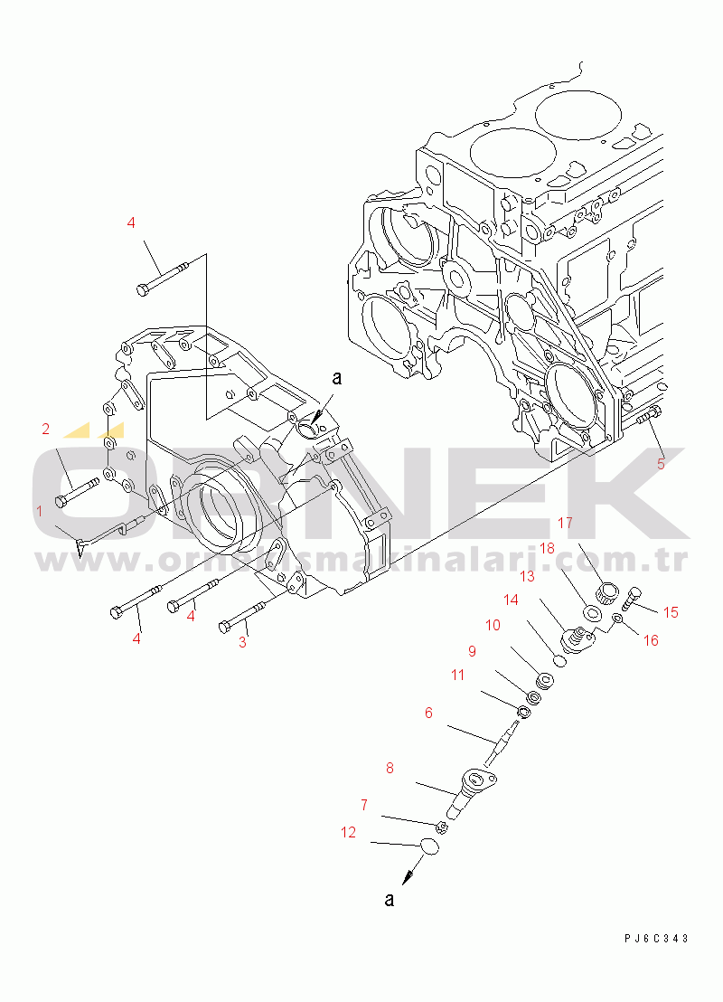 Komatsu SA6D125E-2C-S S/N 60721-UP FRONT COVER MOUNTING(#75758-)