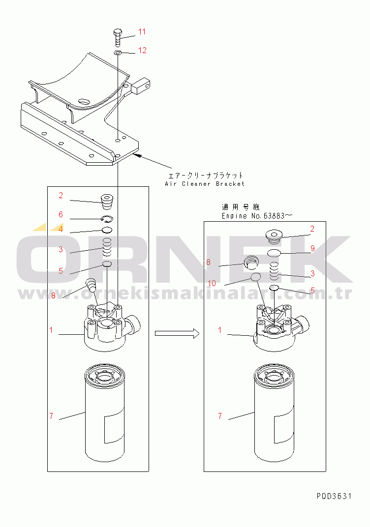 Komatsu SA6D125E-2C-S S/N 60721-UP OIL FILTER(#61589-)