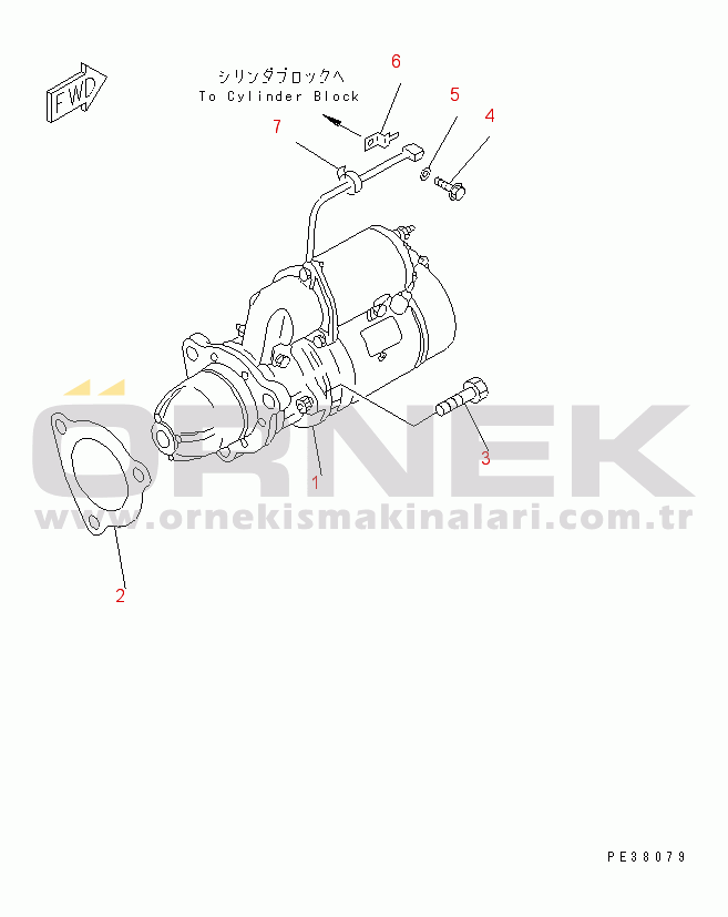 Komatsu SA6D125E-2C-S S/N 60721-UP STARTING MOTOR MOUNTING (11KW)(#61589-86022)