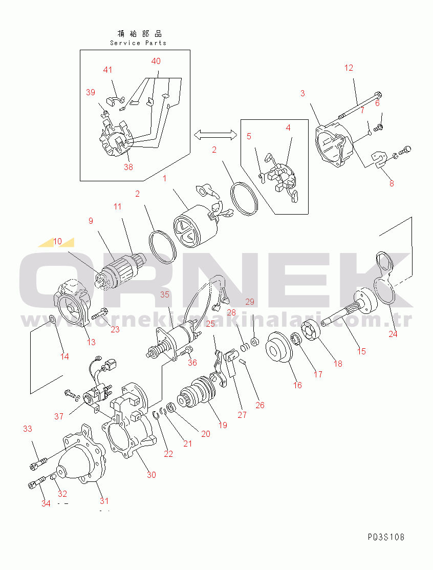Komatsu SA6D125E-2C-S S/N 60721-UP STARTING MOTOR (11KW) (INNER PARTS)(#61589-86022)