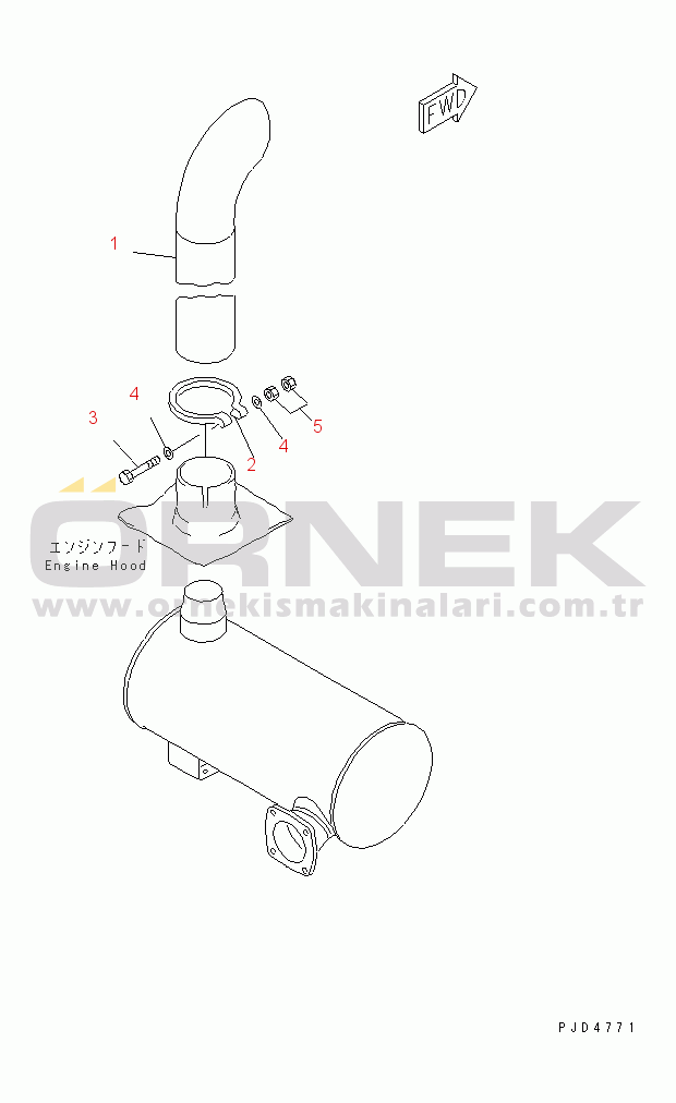 Komatsu SA6D125E-2C-S S/N 60721-UP EXHAUST PIPE(#74807-)