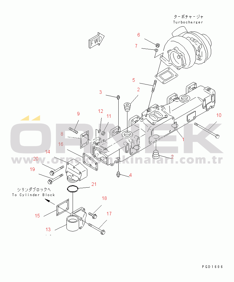 Komatsu SA6D132-1MM S/N 10001-UP EXHAUST MANIFOLD AND WATER PIPING