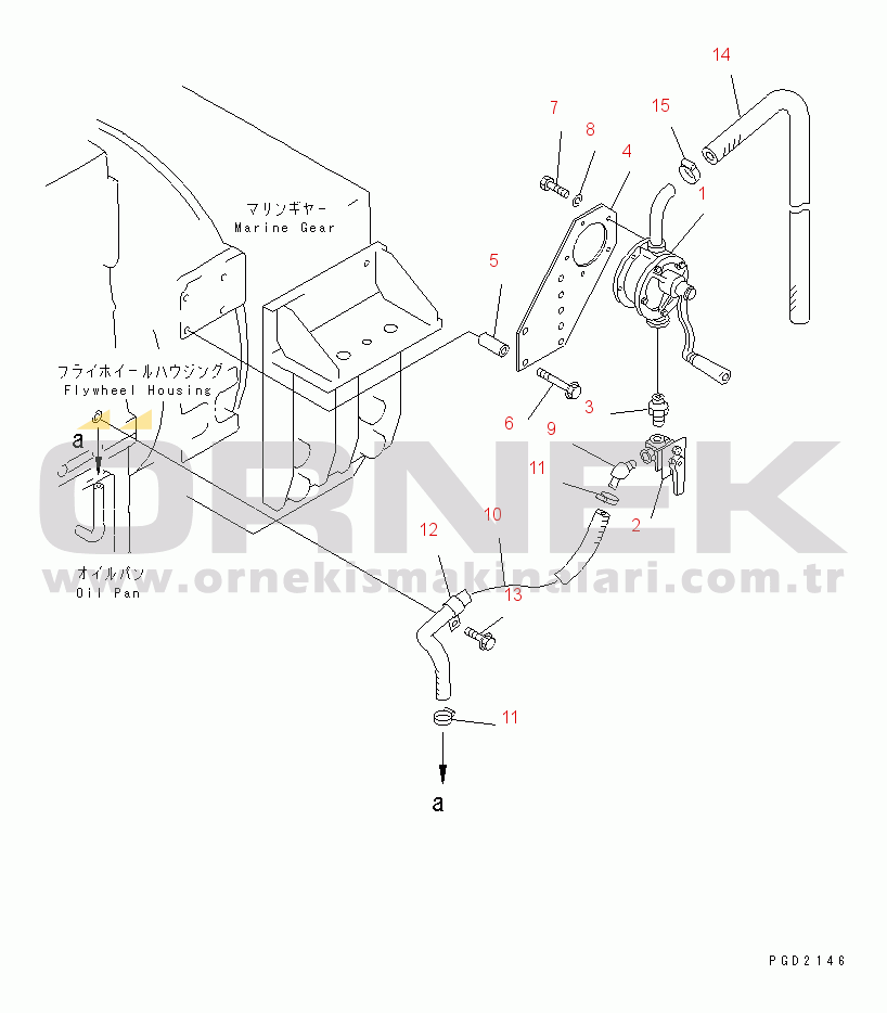 Komatsu SA6D140-1LL S/N 10001-UP OIL DRAIN PUMP AND PIPING (WITHOUT MARINE GEAR)