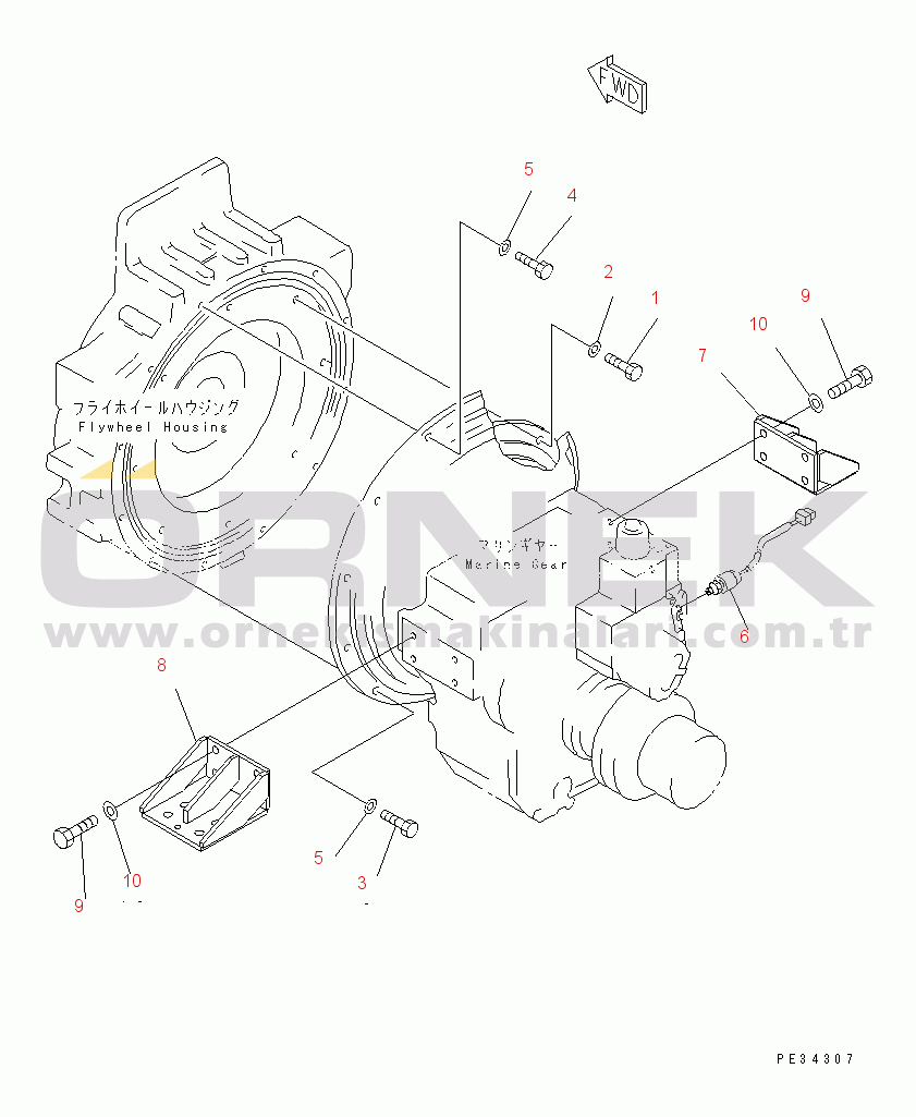 Komatsu SA6D140-1LL S/N 10001-UP MARINE GEAR MOUNTING (MGN76EX-1A¤ 76GX-1)