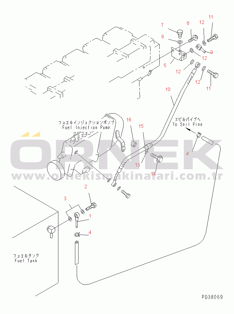 Komatsu SA6D140-1N S/N 17739-UP FUEL RETURN(#19807-19929)