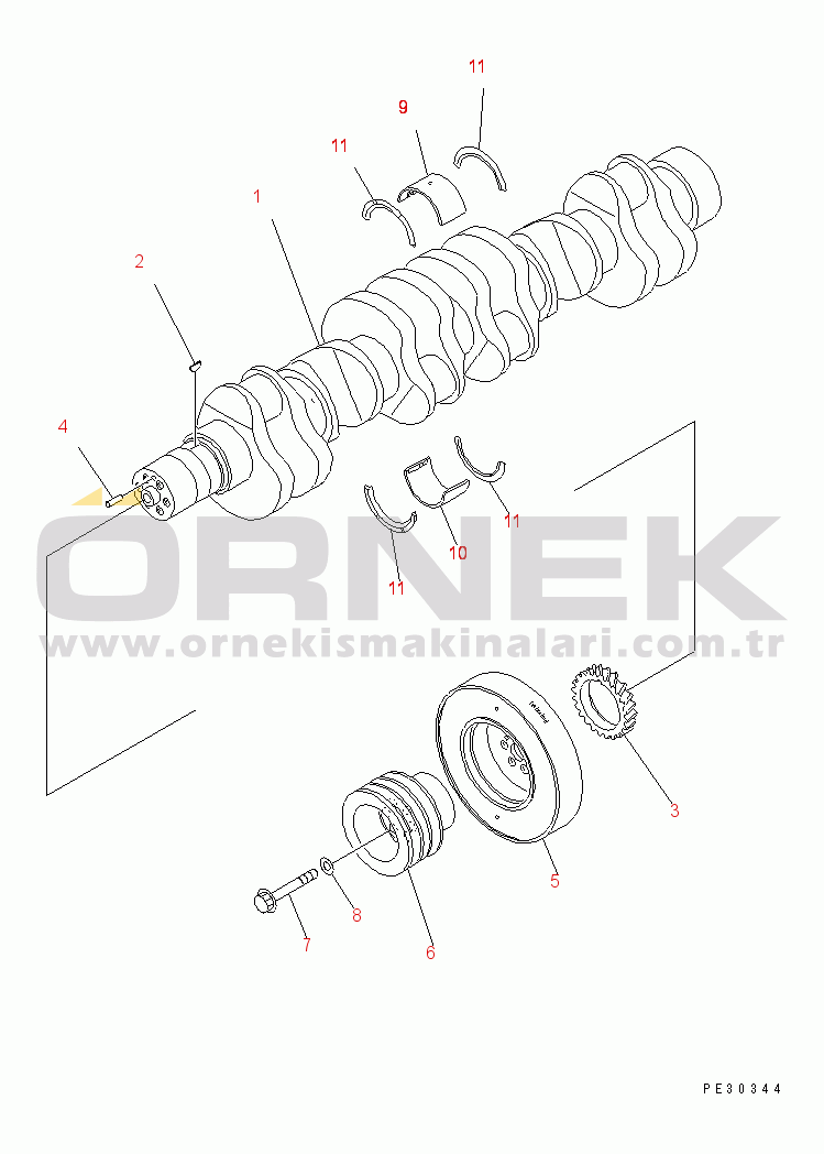 Komatsu SA6D170-B-1B S/N 10332-UP CRANKSHAFT