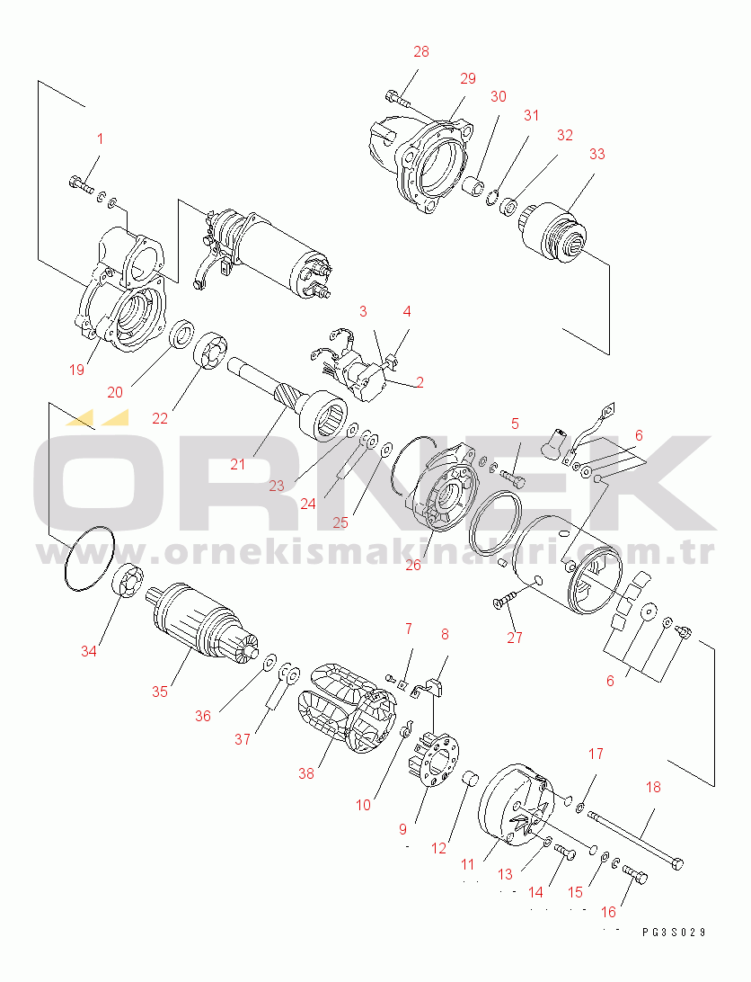 Komatsu SA6D170-B-1D S/N 11452-UP STARTING MOTOR (7.5KW) (1/2)