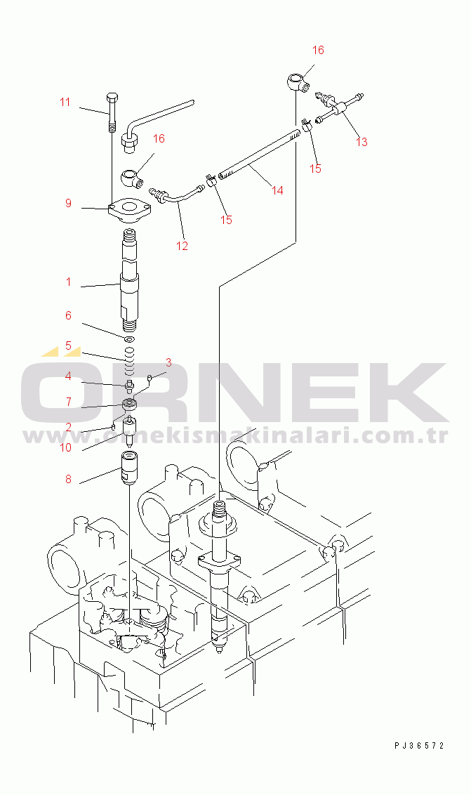 Komatsu SA6D170-A-1Q S/N 13144-UP FUEL NOZZLE AND SPILL PIPE