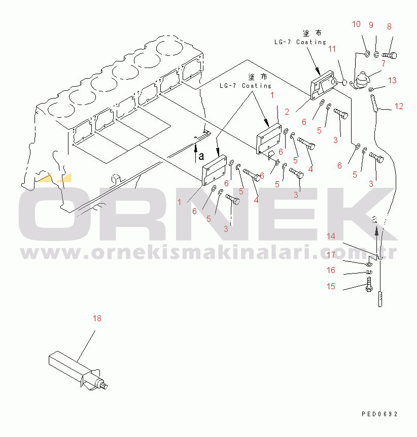 Komatsu SA6D170-A-1T-7 S/N 10001-UP CAMFOLLOWER COVER(#15730-)