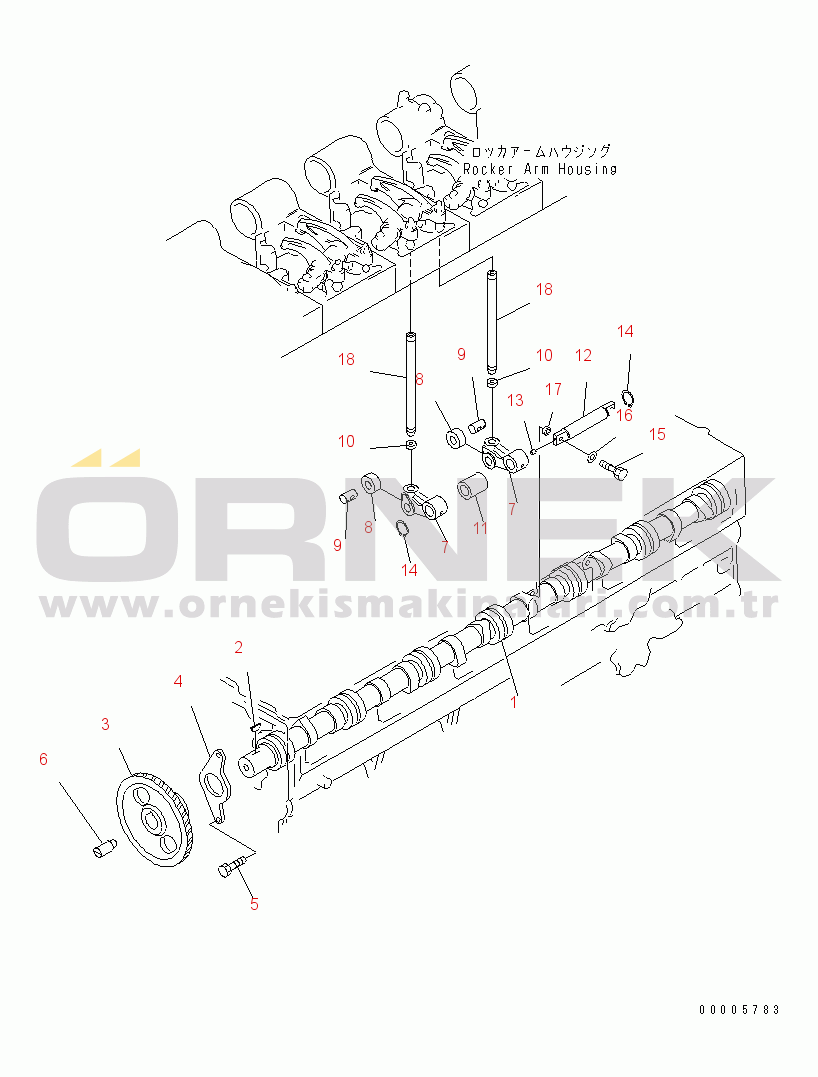 Komatsu SA6D170-A-1T-7 S/N 10001-UP CAMSHAFT AND CAMFOLLOWER(#15712-17438)