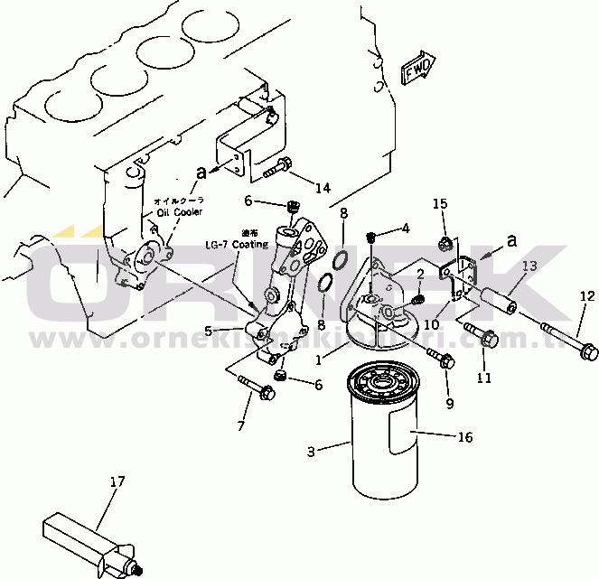 Komatsu SA6D95L-1G S/N 67158-UP LUBLICATING OIL FILTER AND MOUNTING