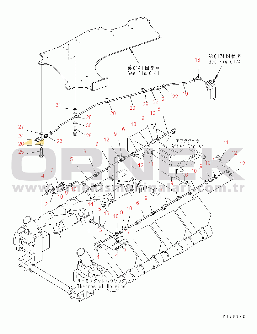 Komatsu SA8V170-1A S/N 10001-UP WATER LINE AIR VENT PIPING(#10001-10511)