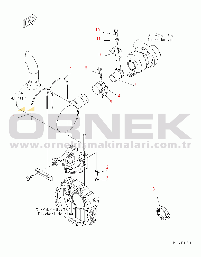 Komatsu SAA6D102E-2G-8 S/N 26274903-UP MUFFLER MOUNTING(#26288402-)