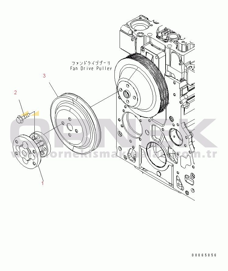 Komatsu SAA6D107E-1BA S/N .-UP FAN PILOT SPACER AND ACCESSORY DRIVE PULLEY