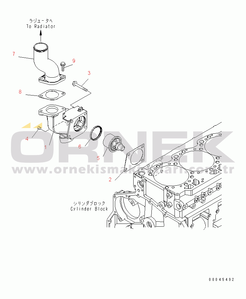 Komatsu SAA6D125E-5F S/N 560001-UP THERMOSTAT AND THERMOSTAT HOUSING(#560004-)