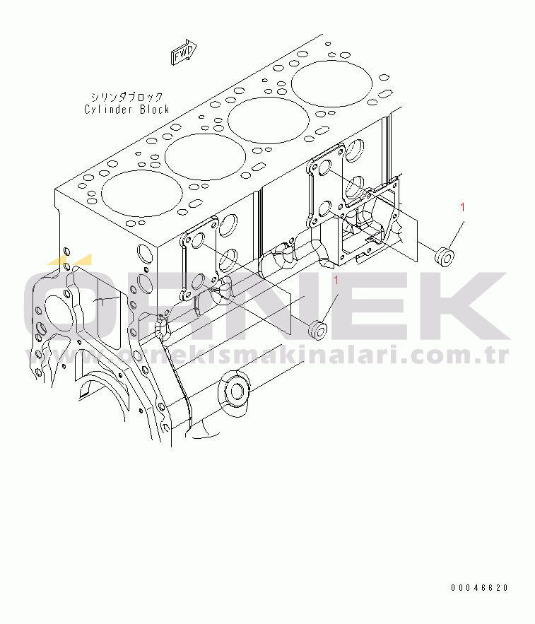 Komatsu SAA6D114E-3LL S/N .-UP CYLINDER BLOCK (COOLANT PLUG)