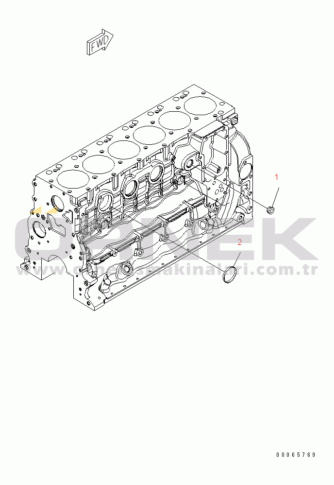 Komatsu SAA6D107E-1CA S/N .-UP CYLINDER BLOCK (COOLANT HEATER PORT PLUG)