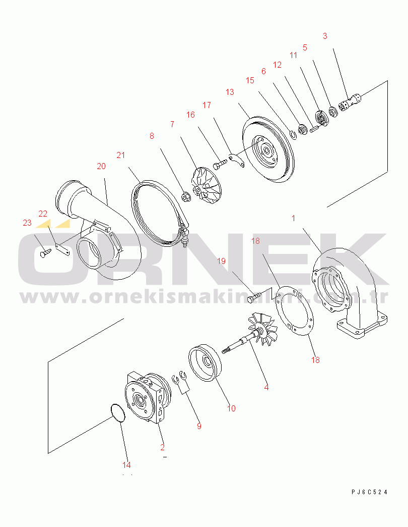 Komatsu SAA6D170E-2D S/N 17389-UP TURBOCHARGER (INNER PARTS)(#18553-)