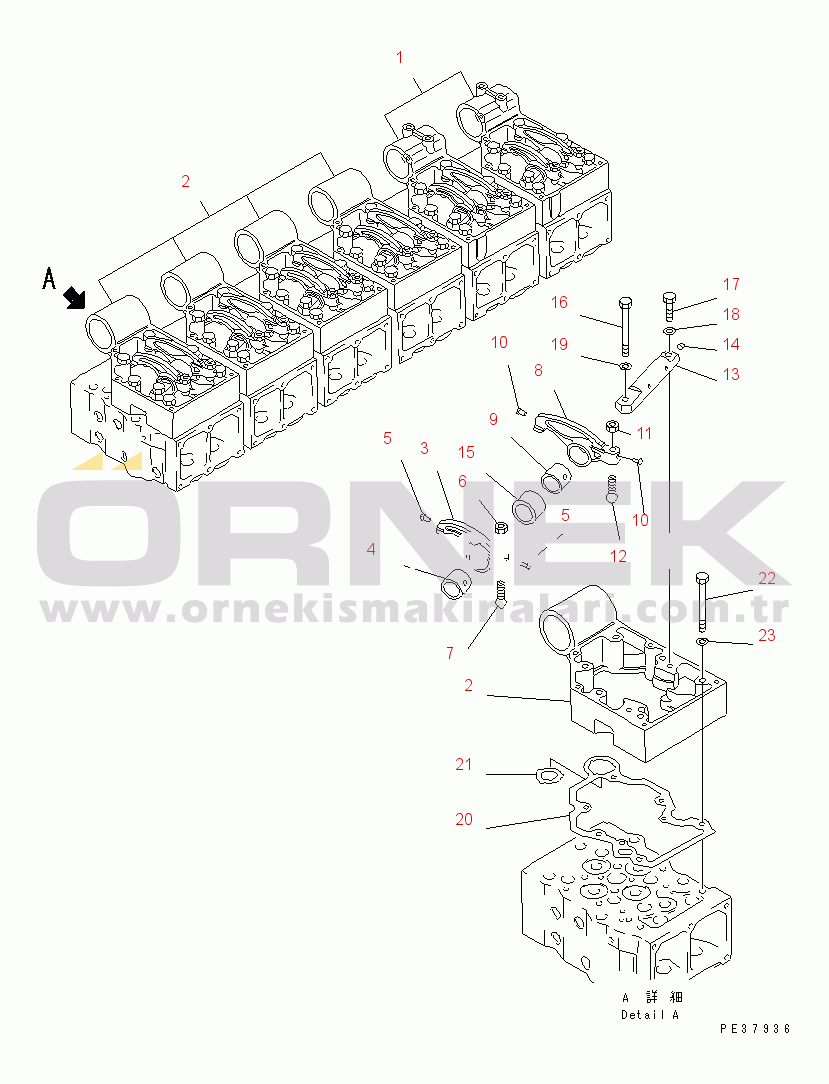 Komatsu SAA6D170E-2D S/N 17389-UP ROCKER ARM AND HOUSING(#18553-19328)