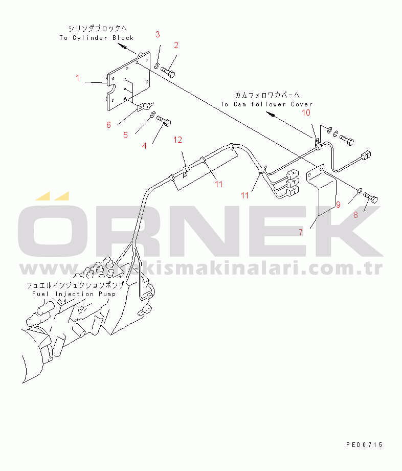 Komatsu SAA6D170E-2D S/N 17389-UP FUEL CONTROL HARNESS MOUNTING