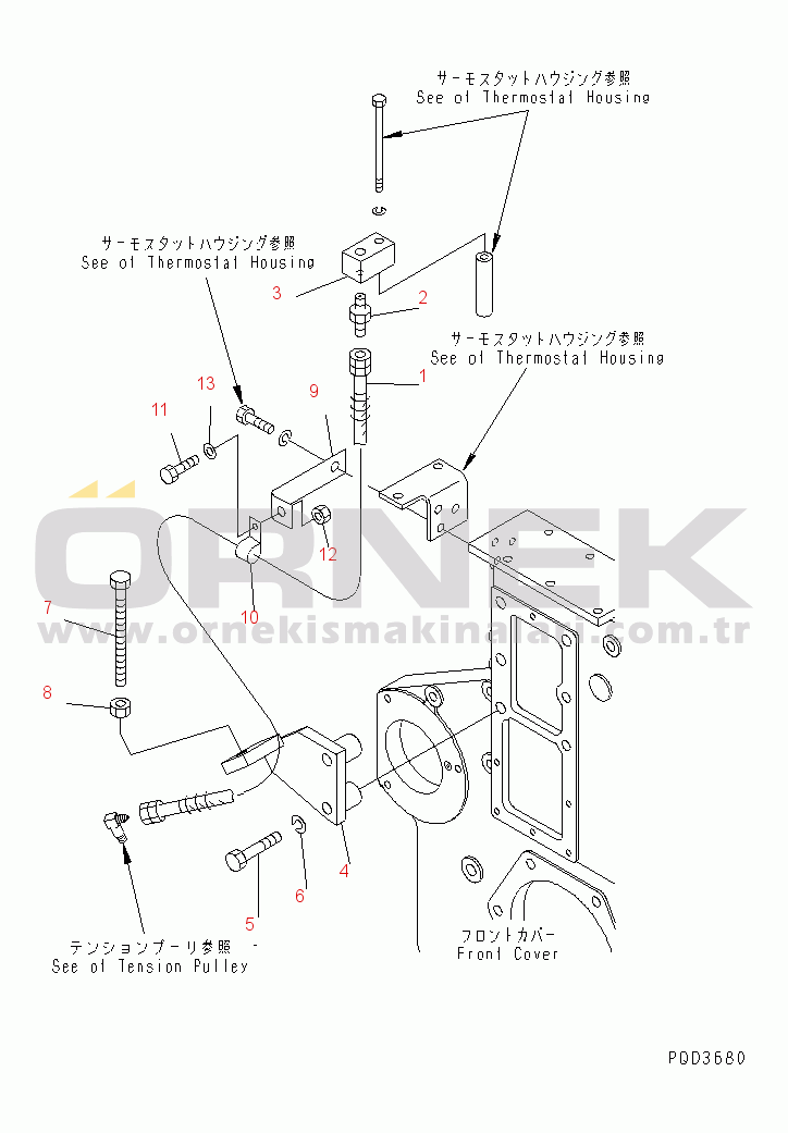 Komatsu SAA6D170E-2D S/N 17389-UP TENSION PULLEY (REMOTE GREASE PIPING)(#18760-)