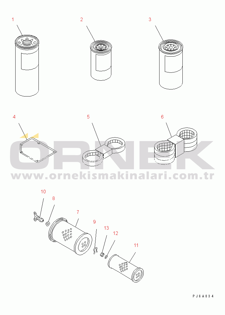 Komatsu SAA6D170E-2D S/N 17389-UP SPARE PARTS (SANDY AND DUSTY SPEC.)(#19086-20078)