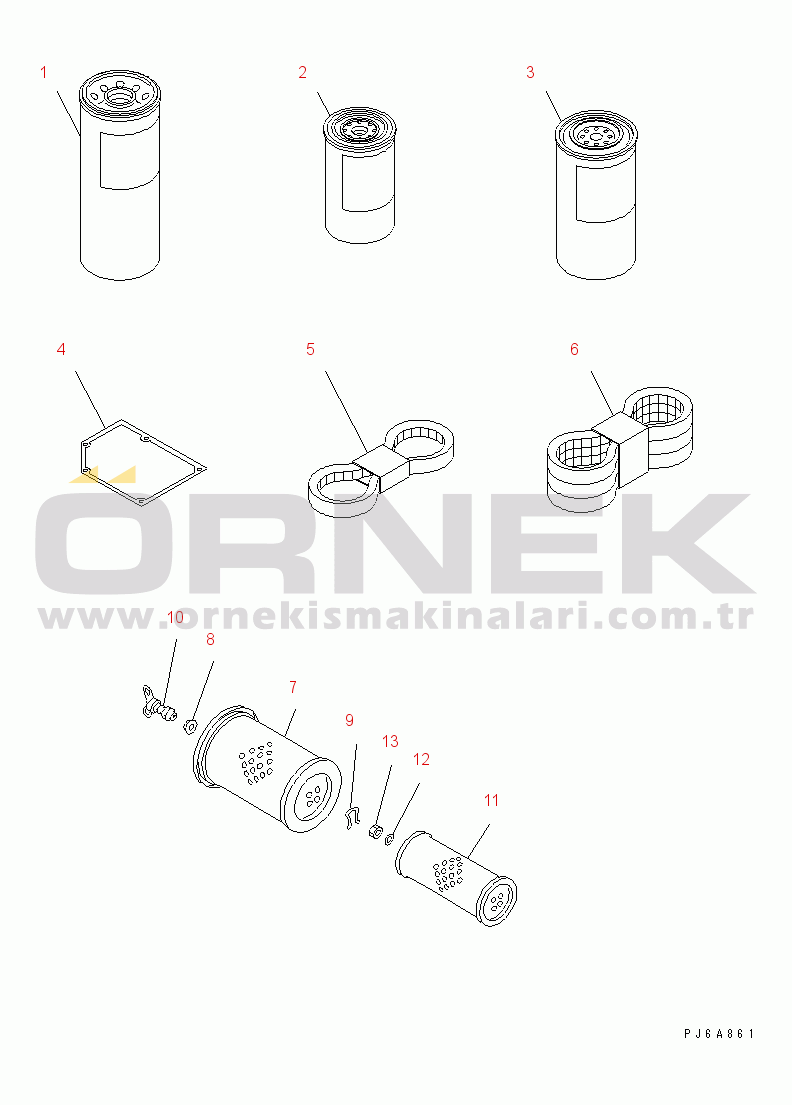 Komatsu SAA6D170E-2D S/N 17389-UP SPARE PARTS (SANDY AND DUSTY SPEC.)(#20079-)