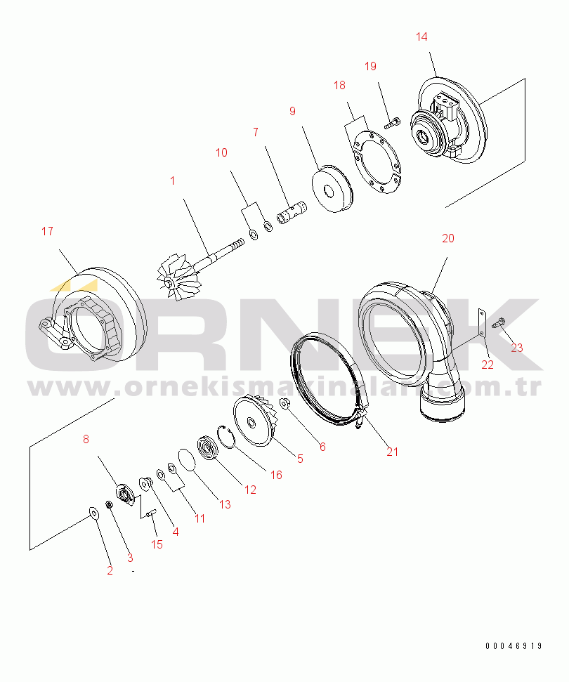 Komatsu SAA6D140E-5C S/N 530001-UP TURBOCHARGER (KTR110M-532A) (INNER PARTS)(#530008-)