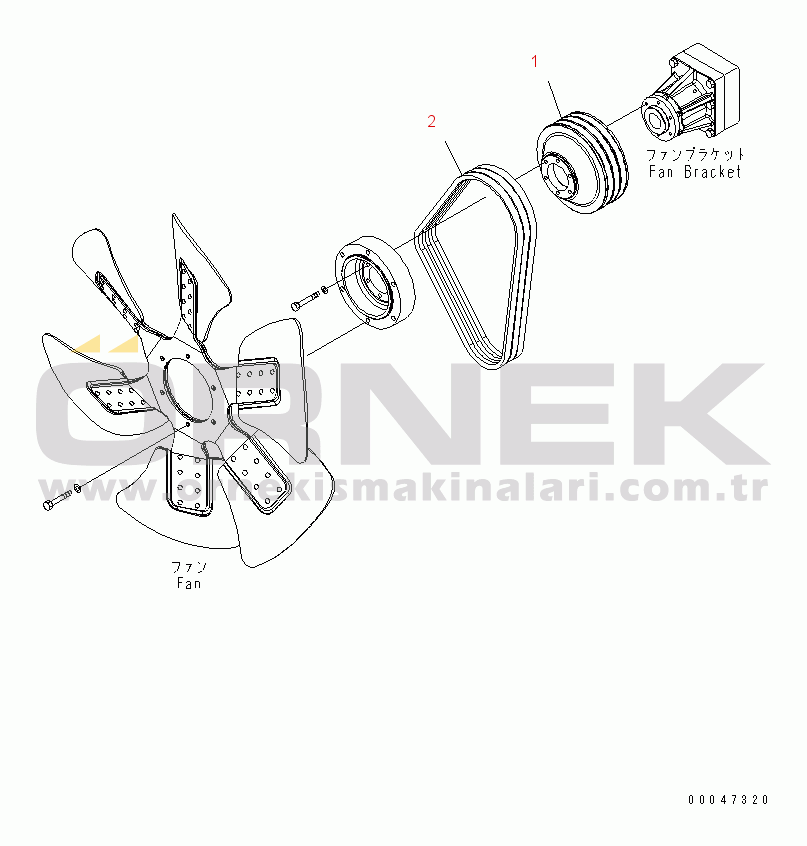 Komatsu SAA6D140E-5C S/N 530001-UP FAN PULLEY AND V-BELT(#530008-)