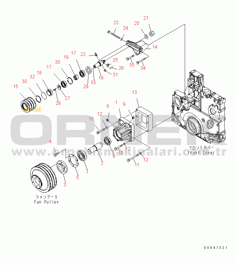 Komatsu SAA6D140E-5C S/N 530001-UP FAN DRIVE AND TENSION PULLEY(#530008-)