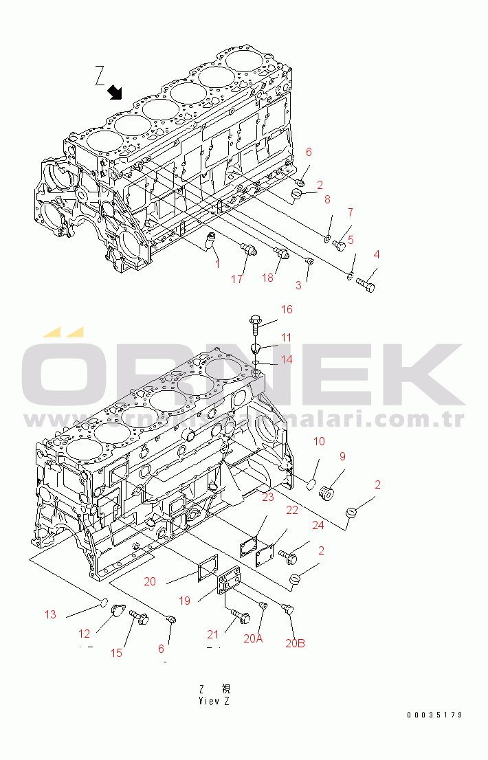 Komatsu SAA6D125E-3A S/N .-UP CYLINDER BLOCK BLIND COVER AND OIL PRESSURE SWITCH