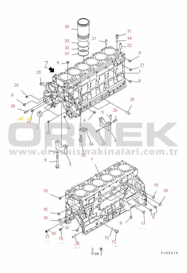 Komatsu SAA6D125E-3H-8M S/N 310001-UP CYLINDER BLOCK(#310521-)