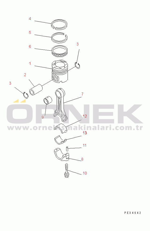 Komatsu SAA6D125E-3H-8M S/N 310001-UP PISTON(#310521-)