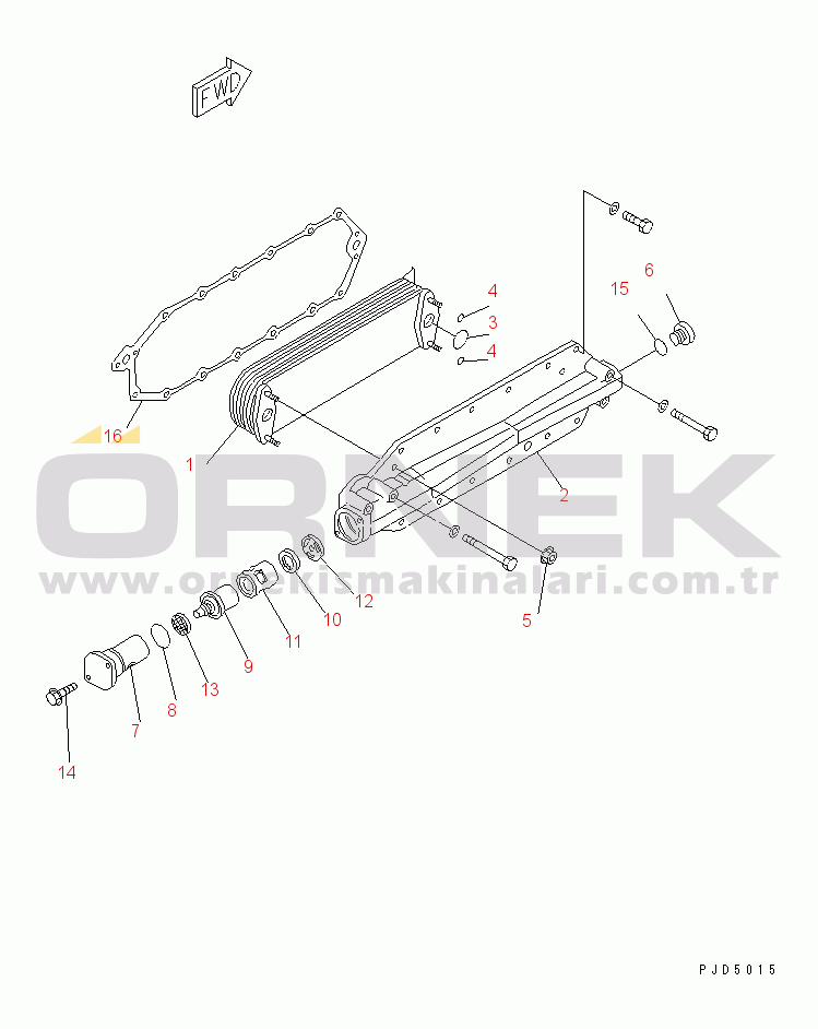 Komatsu SAA6D125E-3H-8M S/N 310001-UP OIL COOLER