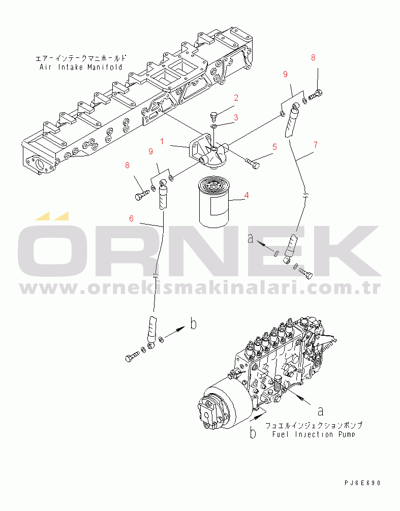 Komatsu SAA6D125E-3H-8M S/N 310001-UP FUEL FILTER AND MOUNTING(#310521-)